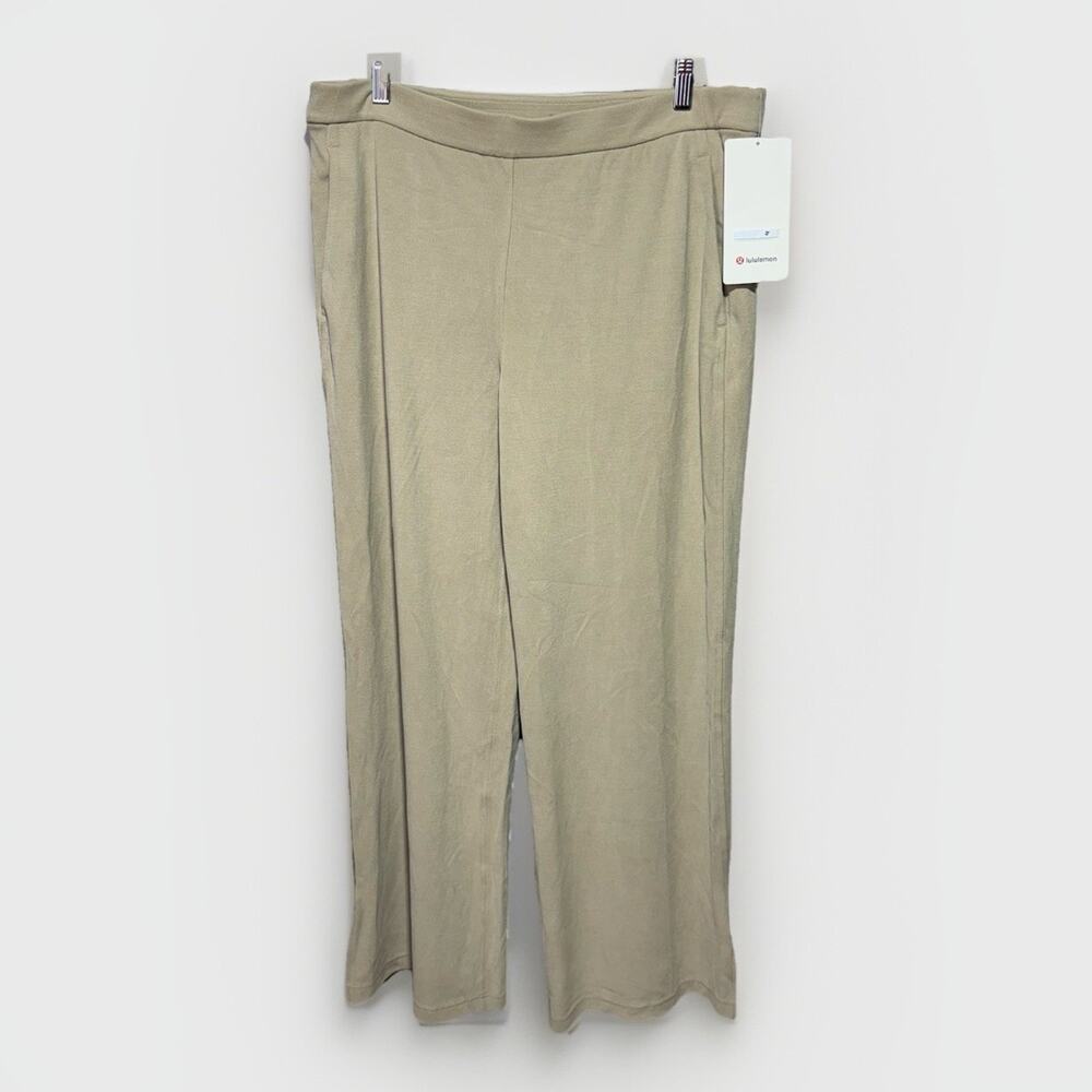 Lululemon Softstreme High-Rise Wide-Leg Pique Pant Women’s XL Sheer Oak - Picture 8 of 16
